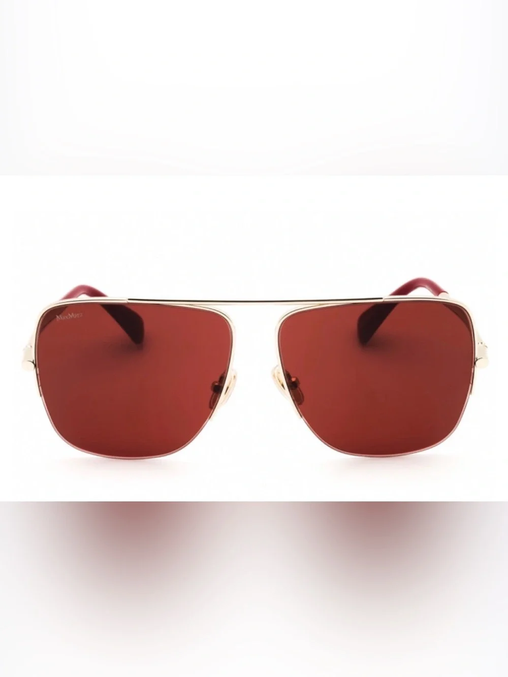 MaxMara Gold Frame Sunglasses with Burgundy Lenses